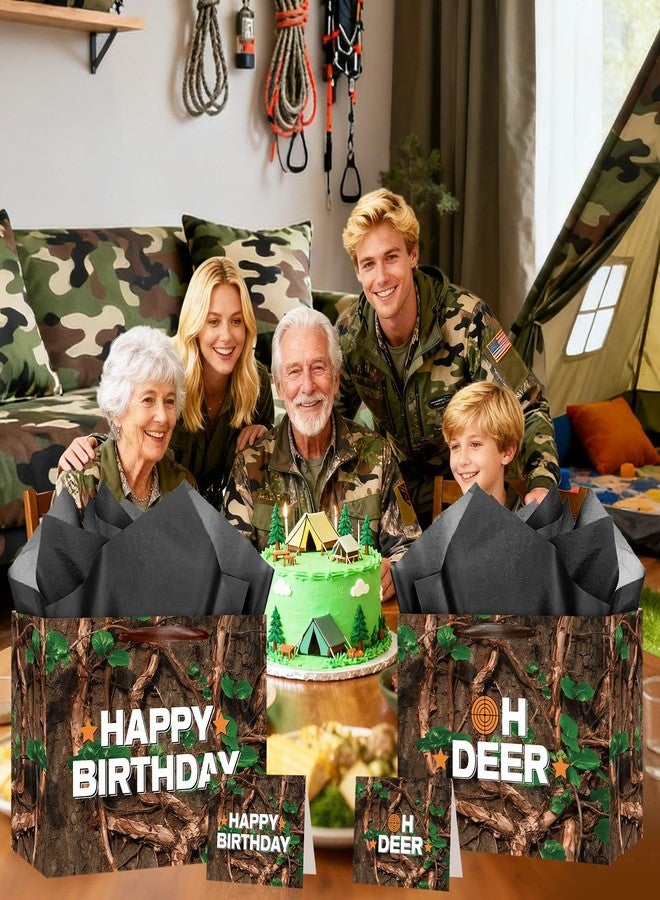 Woosytoo Happy Birthday Gift Bag for Boys & Men – Rustic Hunting Theme Gift Bag with Tissue Paper, Reusable Heavy-Duty Party Favor Bag for Outdoor, Deer, Hunting Birthday Party - Image 5